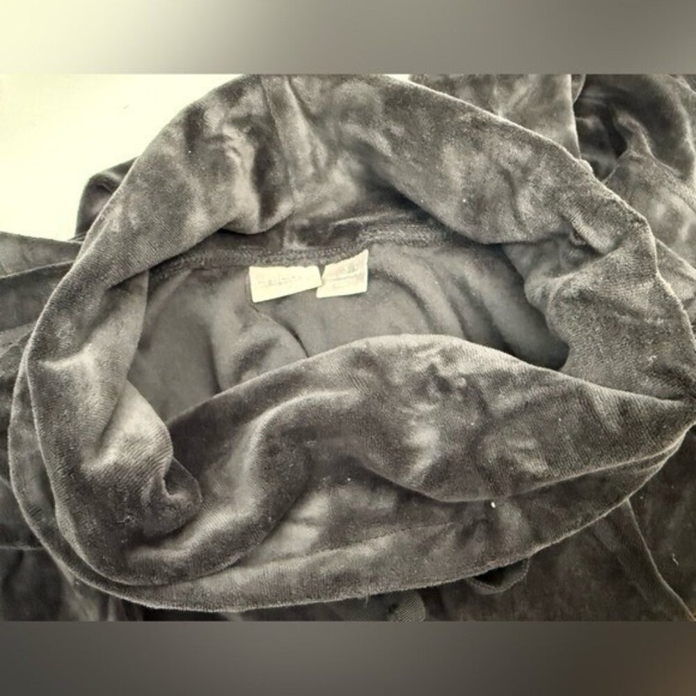 CHICOS Zenergy Black Velour Funnel-Neck Tunic Pullover Drawstring Cozy Size 3(L) - Picture 11 of 13